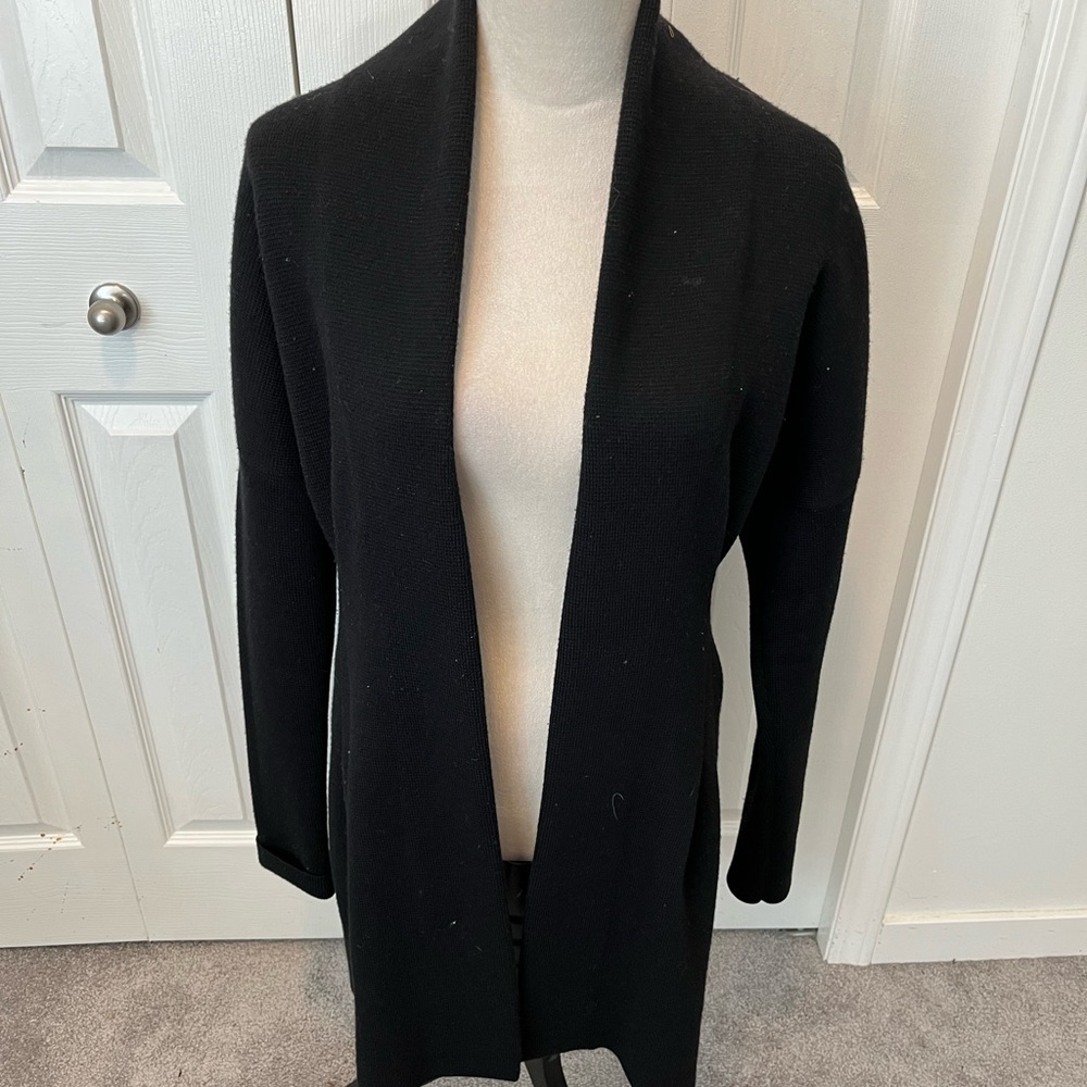 Theory size M 100% woolWomen's Black Open Front Sweater - Picture 2 of 15